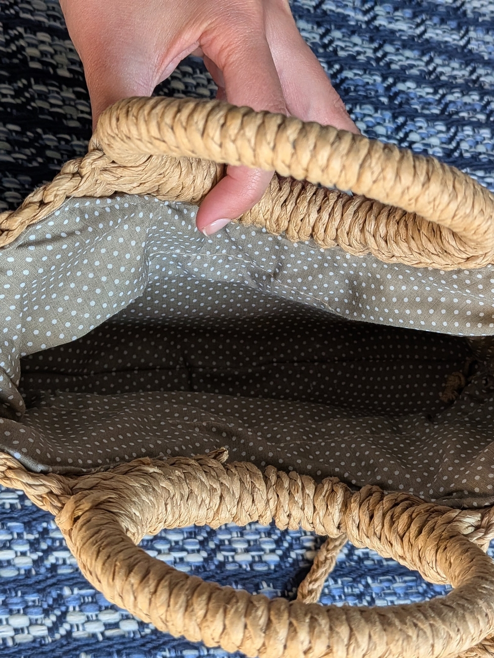 Small Raffia Bag with Round Handles - Picture 2 of 7